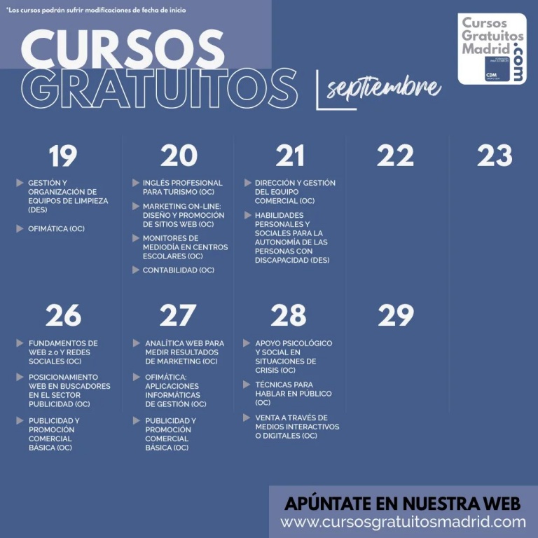 CURSOS GRATUITOSMADRID.COM CDM (CARTEL)