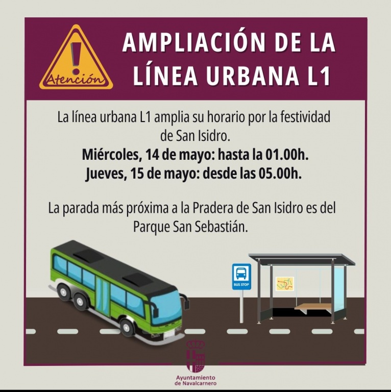 AMPLIACIÓN DE HORARIO L1 POR FESTIVIDAD DE SAN ISIDRO